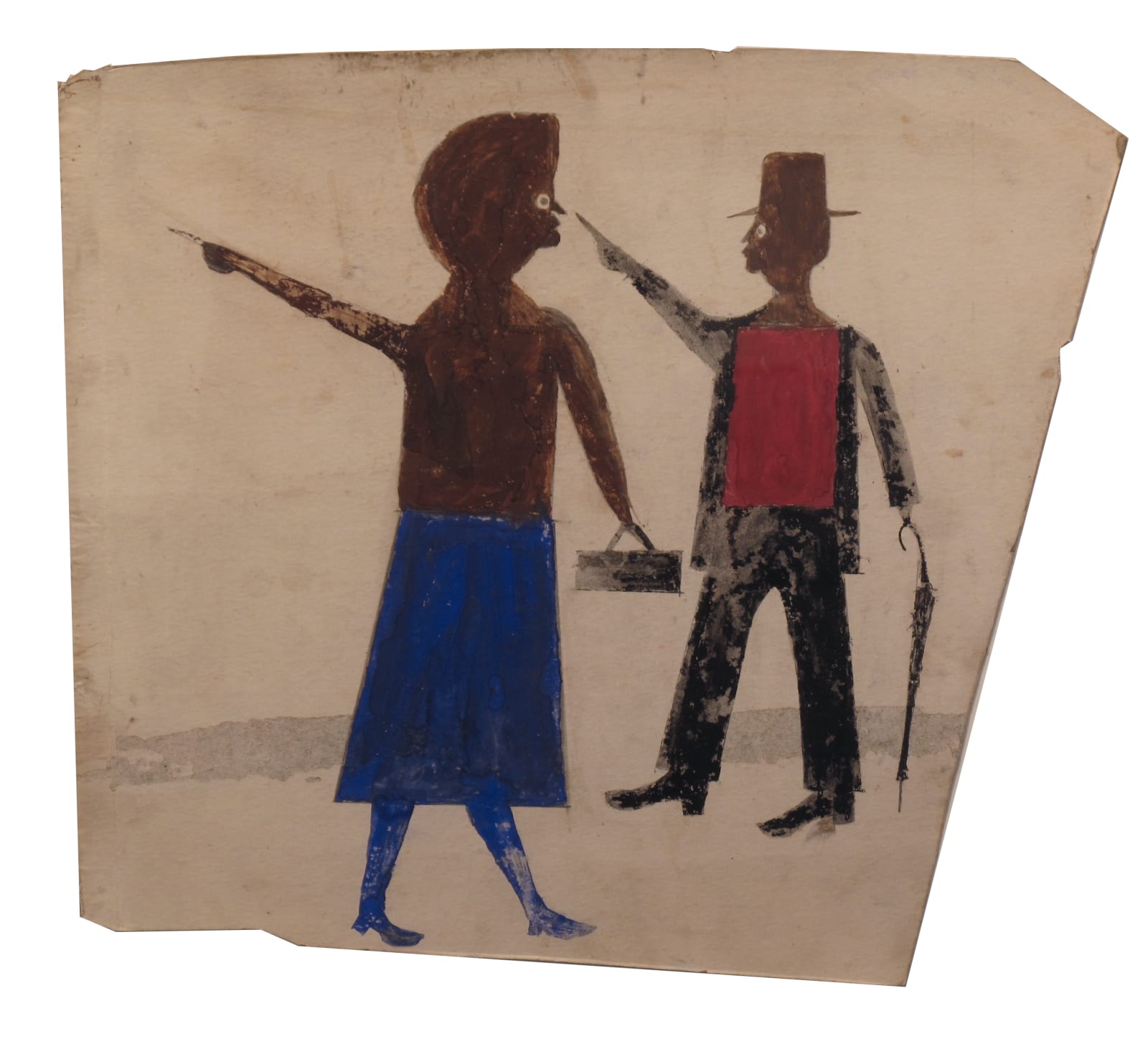 Bill Traylor, Untitled, (Man and Woman Pointing), 1939-42