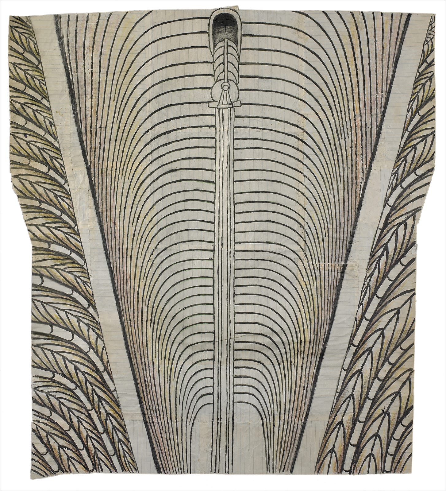 Martín Ramírez, Untitled, (Vertical Tunnel with Train), c. 1960-63