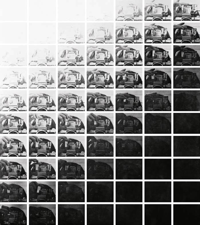 John HILLIARD, Study for Camera Recording Its Own Condition (7 Apertures, 10 Speeds, 2 Mirrors), 1971