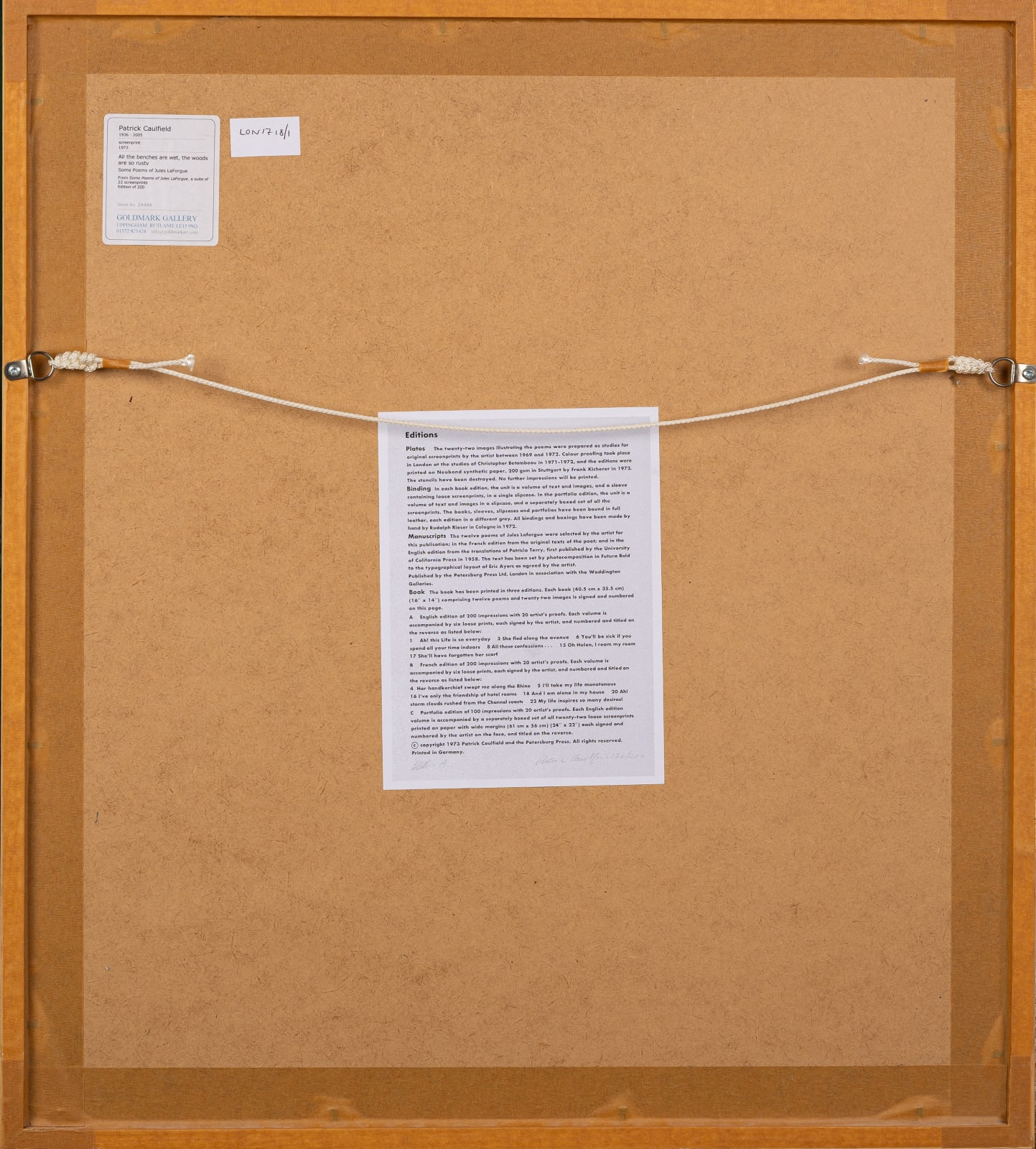 Patrick Caulfield CBE RA (1936-2005), All the benches are wet, the woods are so rusty, 1973