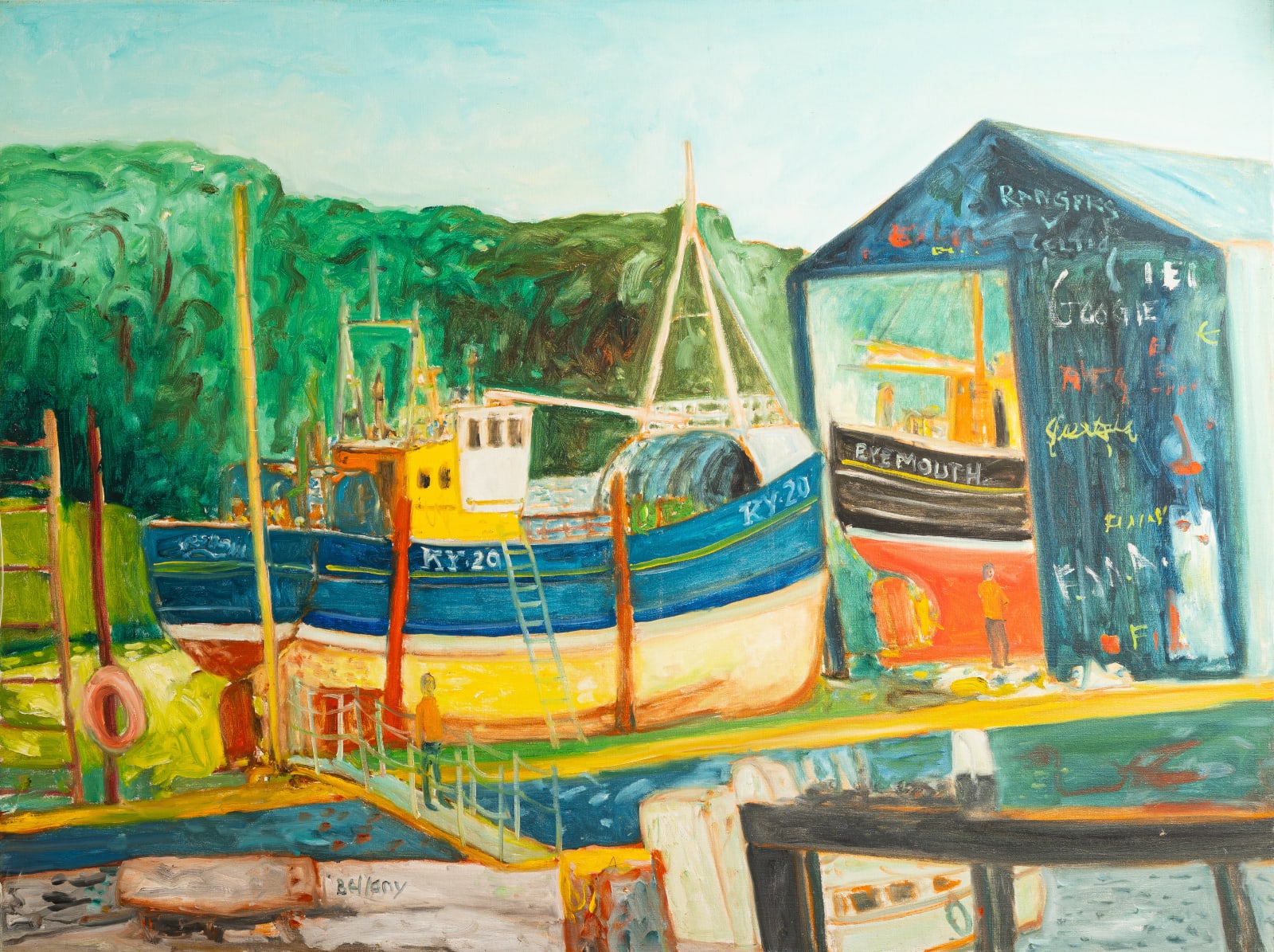 John Bellany CBE RA HRSA (1942-2013), Boat house, Eyemouth