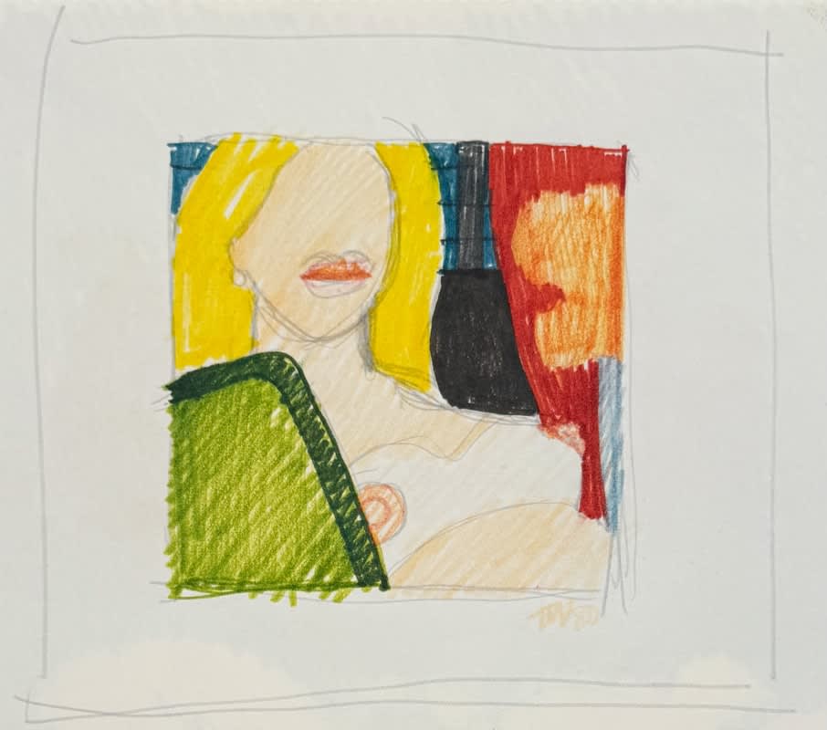 Tom Wesselmann, Quick Nude Torso & Landscape Drawing (double sided drawing), 1980