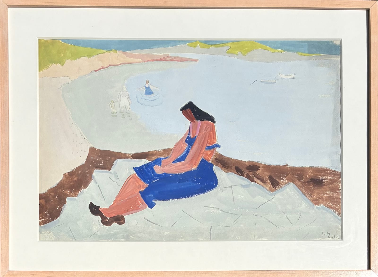 Sally Michel Avery, Blue Dress (Double sided painting; with seascape study on reverse), 1945