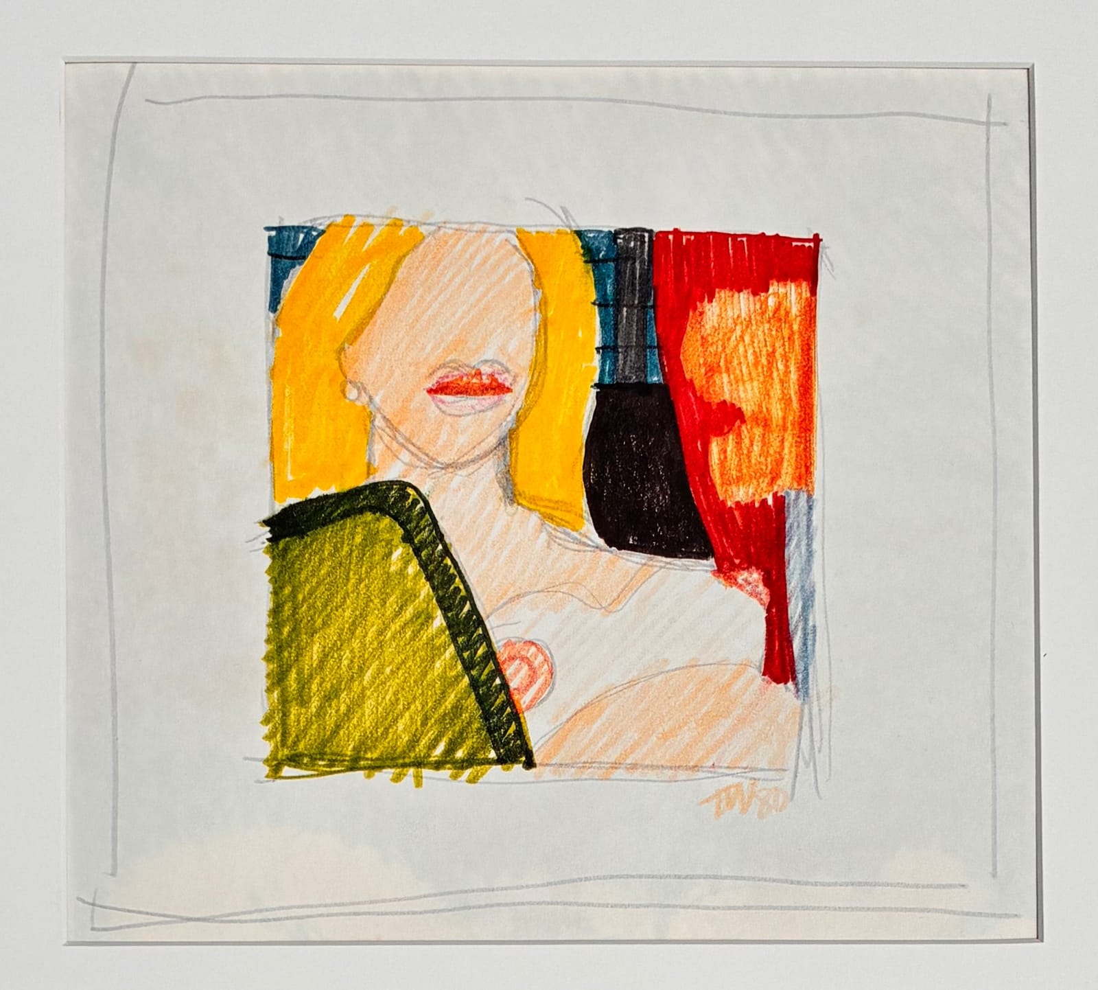Tom Wesselmann, Quick Nude Torso & Landscape Drawing (double sided drawing), 1980