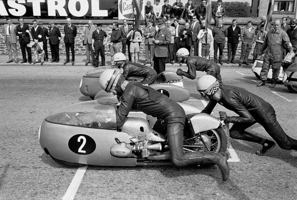 Jesse Alexander, BMW Sidecar Racers, Isle of Man TT Start, Isle of Man, 1967