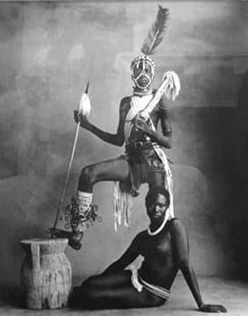 Irving Penn, Standing Warrior, Seated Girl, Cameroon (IP.839.1), 1969