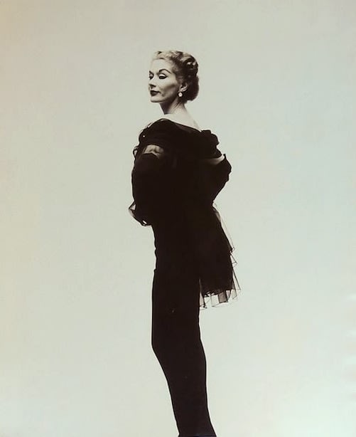 Irving Penn, Lisa Fonssagrives-Penn in Profile, Wearing Black Dress and Shawl