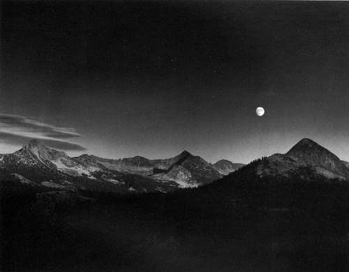 Ansel Adams, Autumn Moon, The High Sierra from Glacier Point, 1948