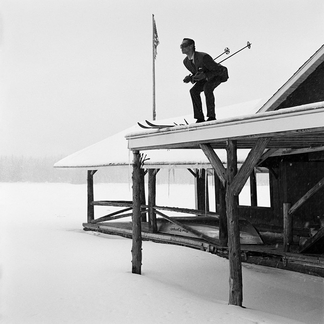 Rodney Smith, Reed Skiing off Roof, Lake Placid, New York