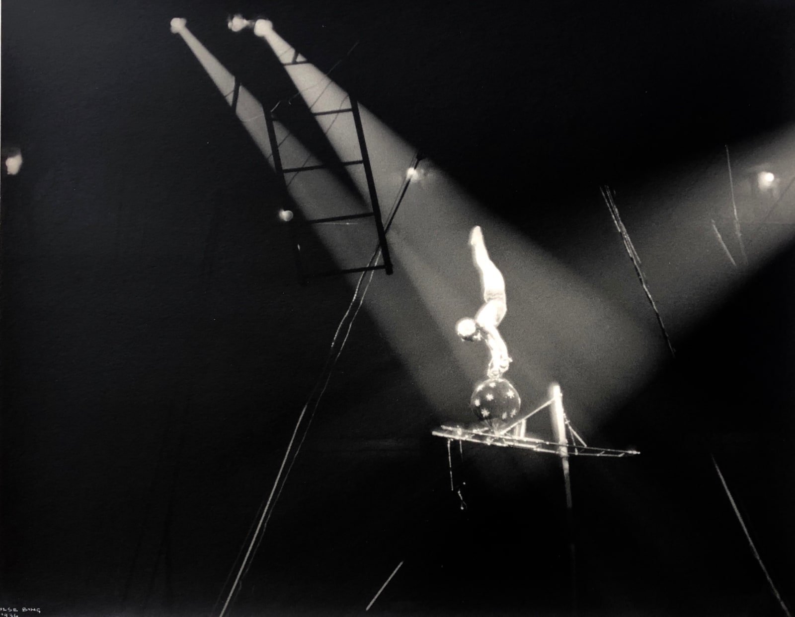 Ilse Bing, Circus Acrobat on Black Ball, New York, 1936-7