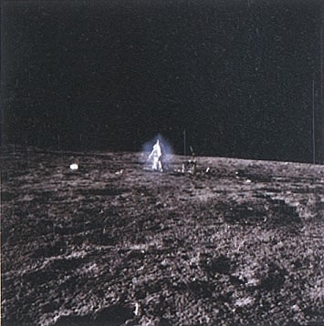 Michael Light, Alan Bean Surrounded by Blue Aura Thought to be Water-Vapor Ice Crystals (#55), 1999