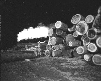 O. Winston Link, NW861, Heavy Freight passing Fitzgerald Lumber Co, Buena Vista, VA, 1956
