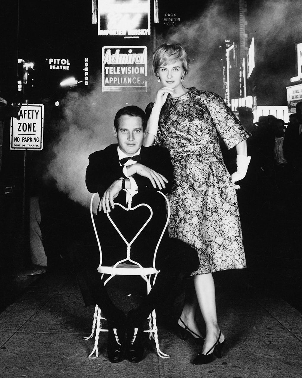 William Helburn, Paul Newman and Joanne Woodward in Times Square #2 (for Town and Country, November, 1960), 1960