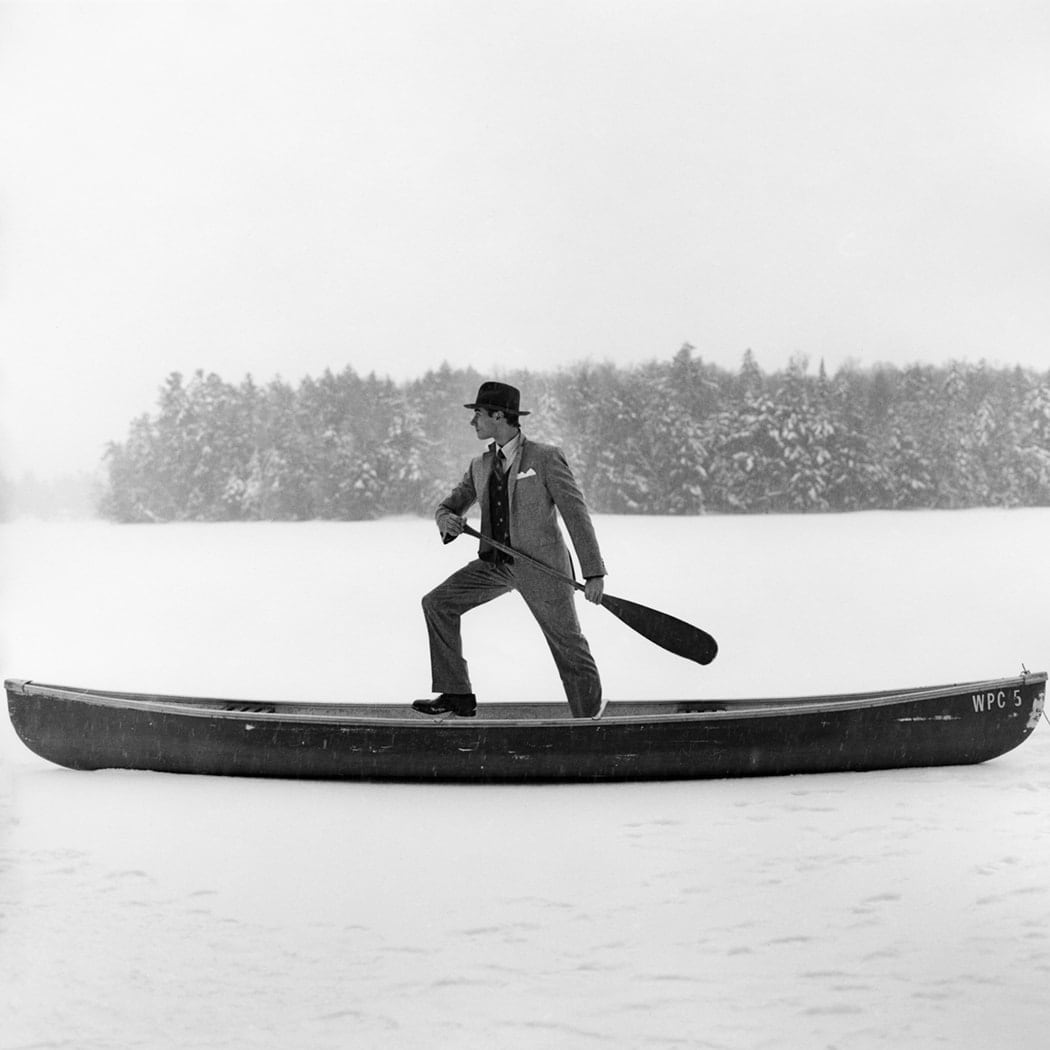 Rodney Smith, Reed Standing in Boat on Frozen Lake, Lake Placid, NY, 2008