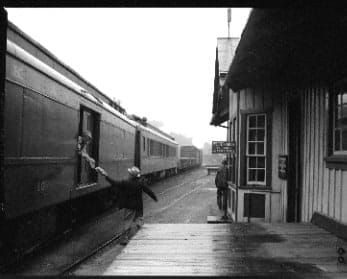 O. Winston Link, NW1255, Last minute letters, Train 202, Lansing, NC, 1956