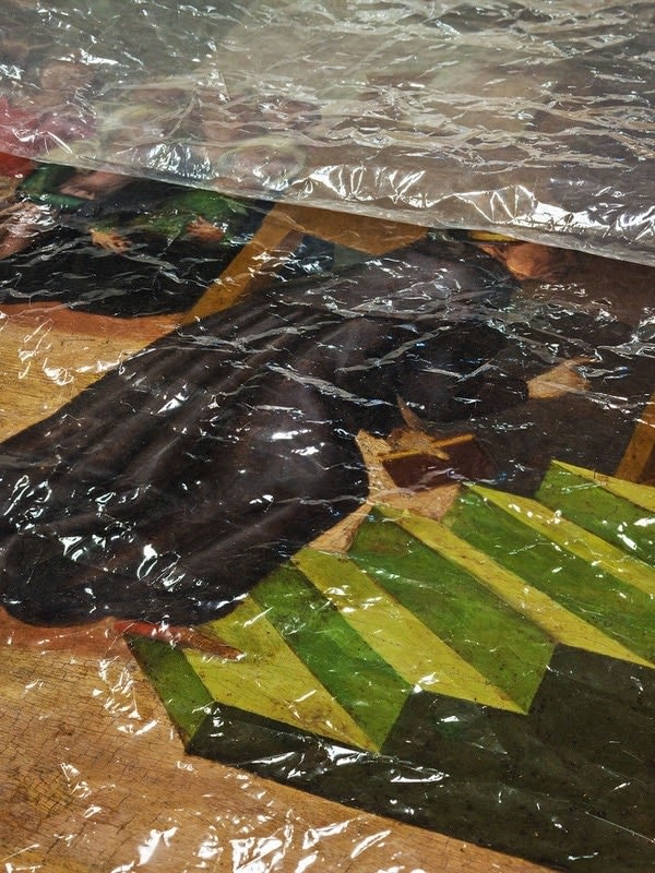 Gregory Vershbow, Painting under plastic wrap, 2009
