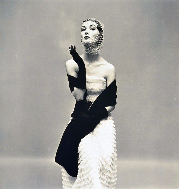 Irving Penn, Woman in Veil (Evelyn Tripp), Anna Miller Evening Gown, April, 1950