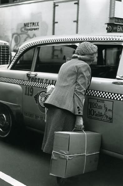 Helen Levitt, Untitled, New York (woman and taxi), 1982