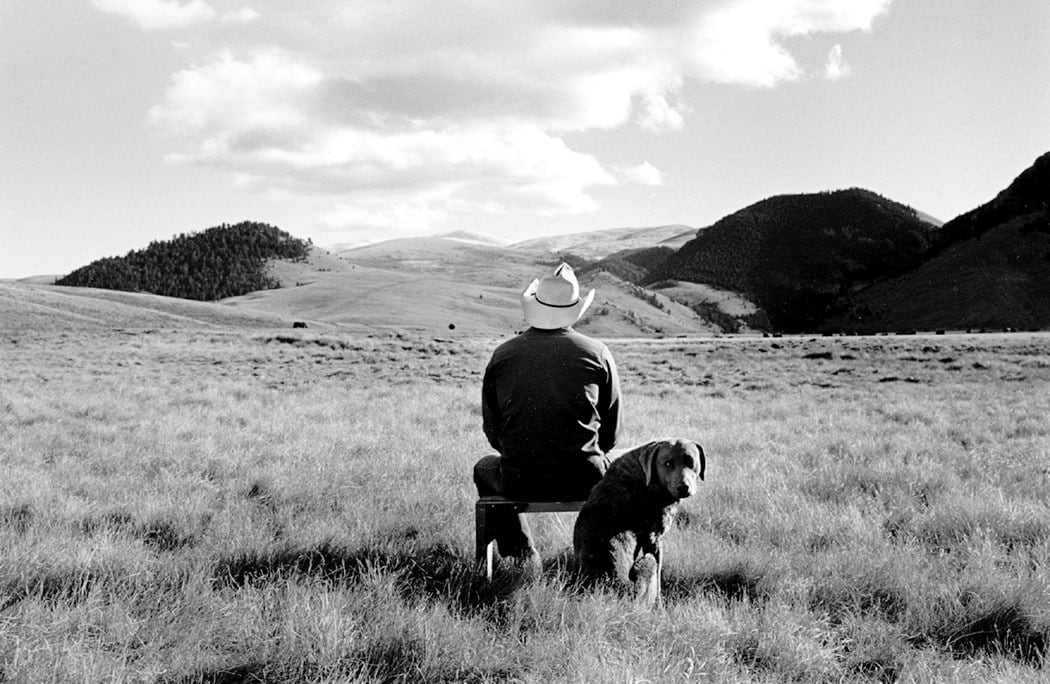 Rodney Smith, Ranch Manager with dog, Pinedale, Montana