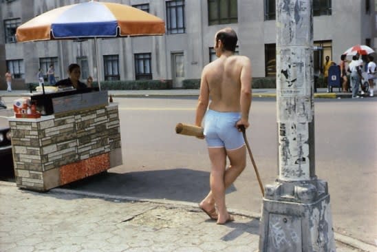 Helen Levitt, Untitled, New York (man in blue shorts), 1981