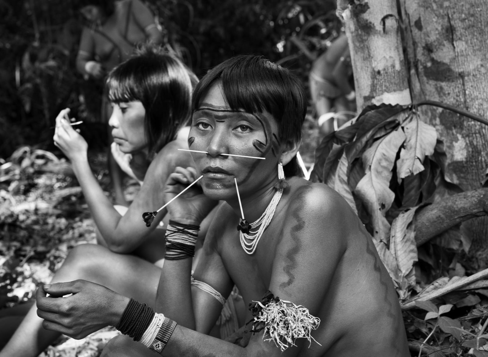 Sebastião Salgado, Josane (foreground) and Aldeni, residents of communities in the Demini River region. Yanomami Indigenous Territory, State of Amazonas,...