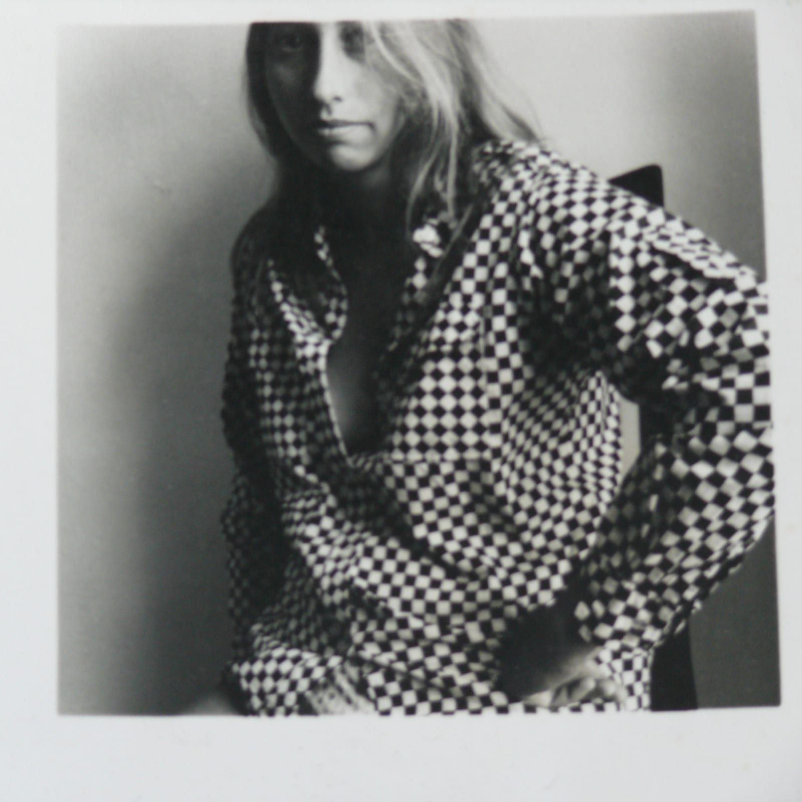 Francesca Woodman, Sloan seated wearing check dress, 1977-78
