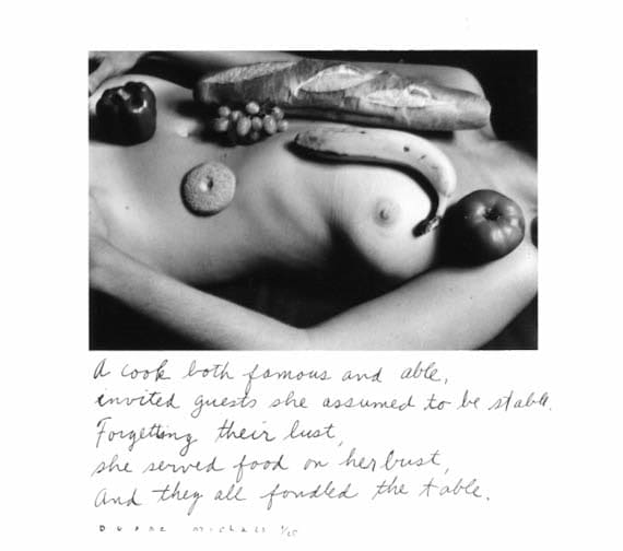 Duane Michals, Esta with Fruit (Food Lust), 1975