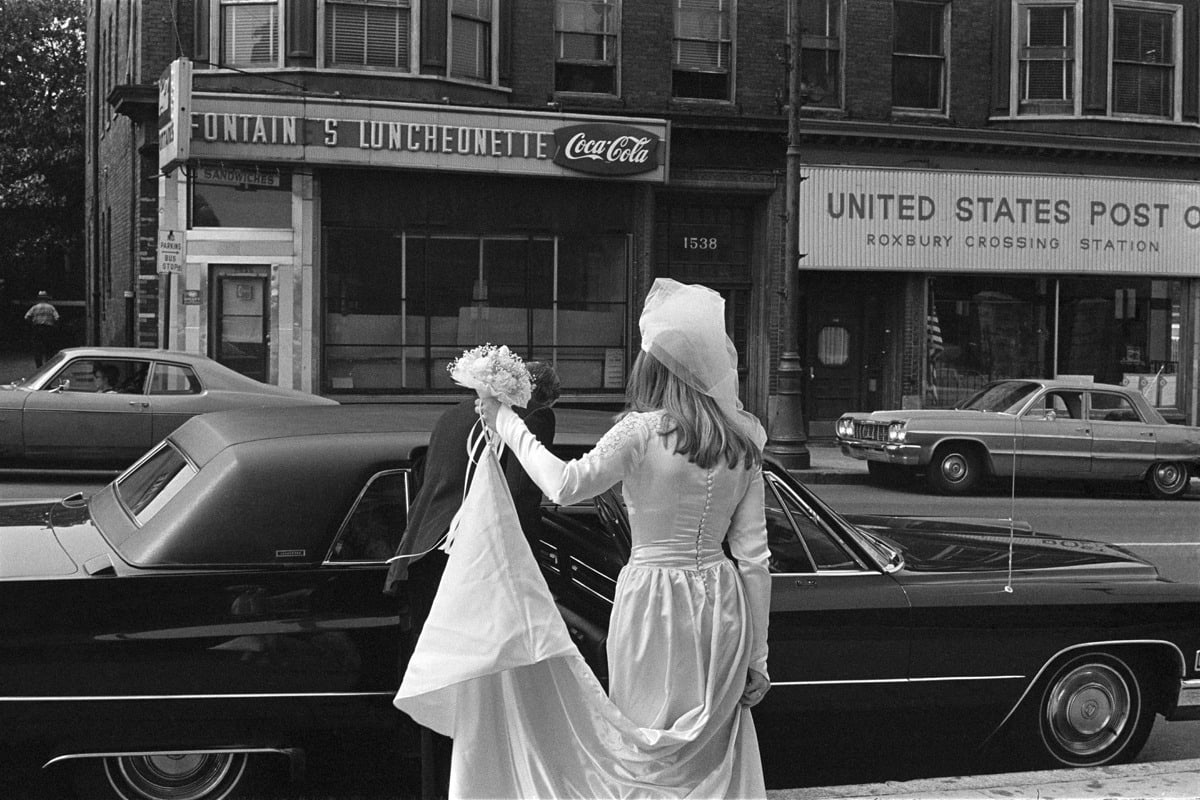 Constantine Manos, Bride Leaving Church, Roxbury, Boston, Massachusetts, 1976