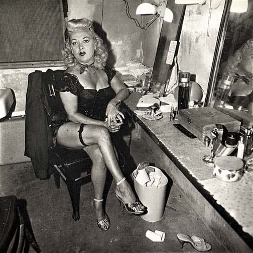 Diane Arbus, Burlesque commedienne in her dressing room, Atlantic City, NJ, 1963