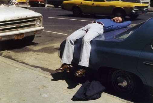 Helen Levitt, Untitled, New York (man sleeping on car), 1974