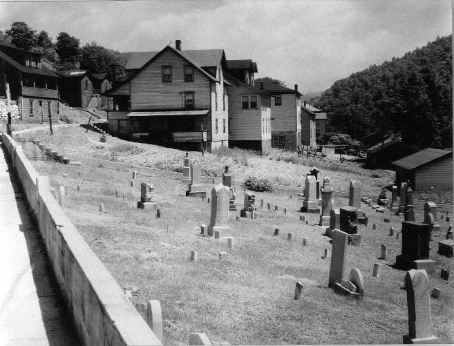 Walker Evans, Houses and Graveyard, Rowlesburg, WV, June 1935