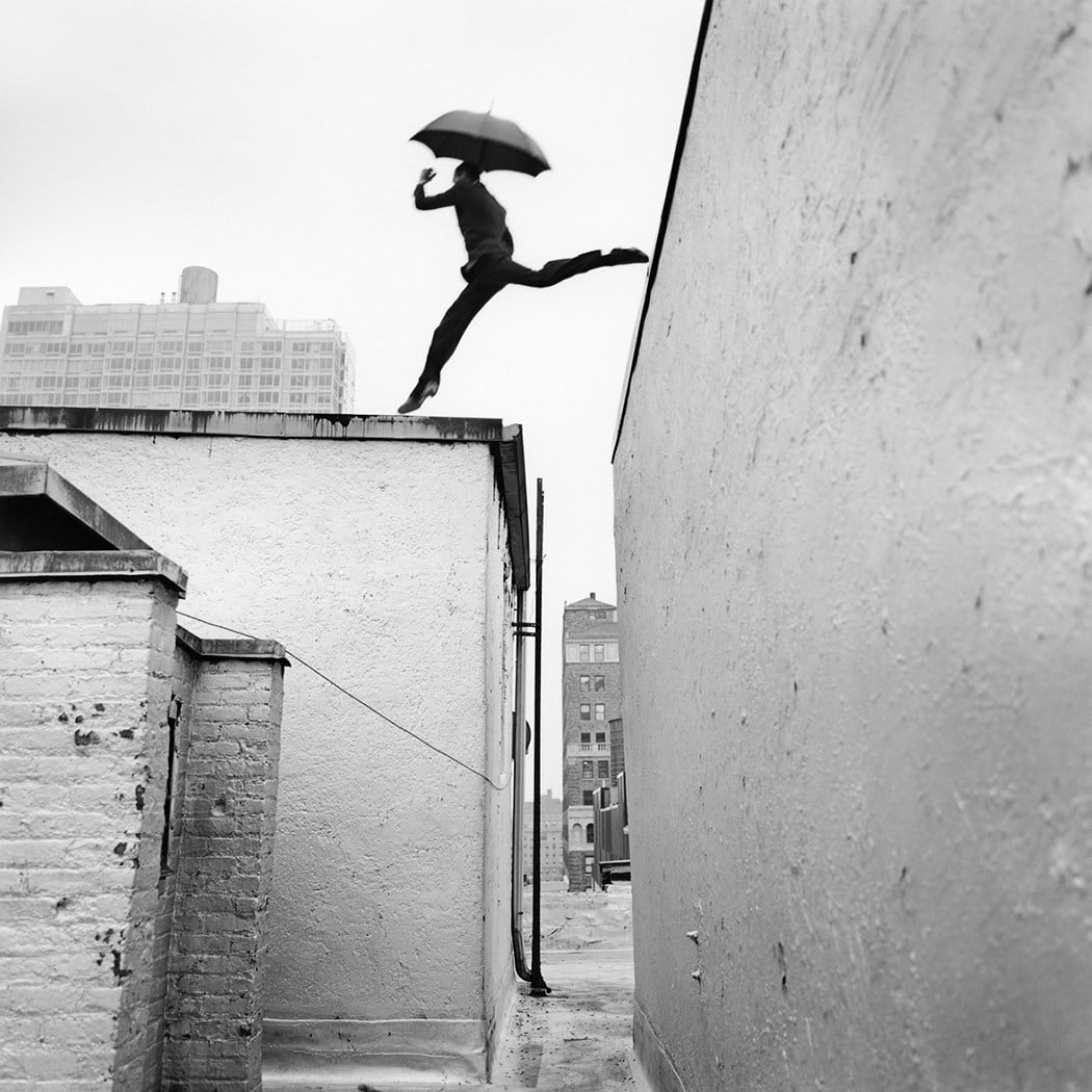 Rodney Smith, Reed Leaping Over Rooftop, New York, New York