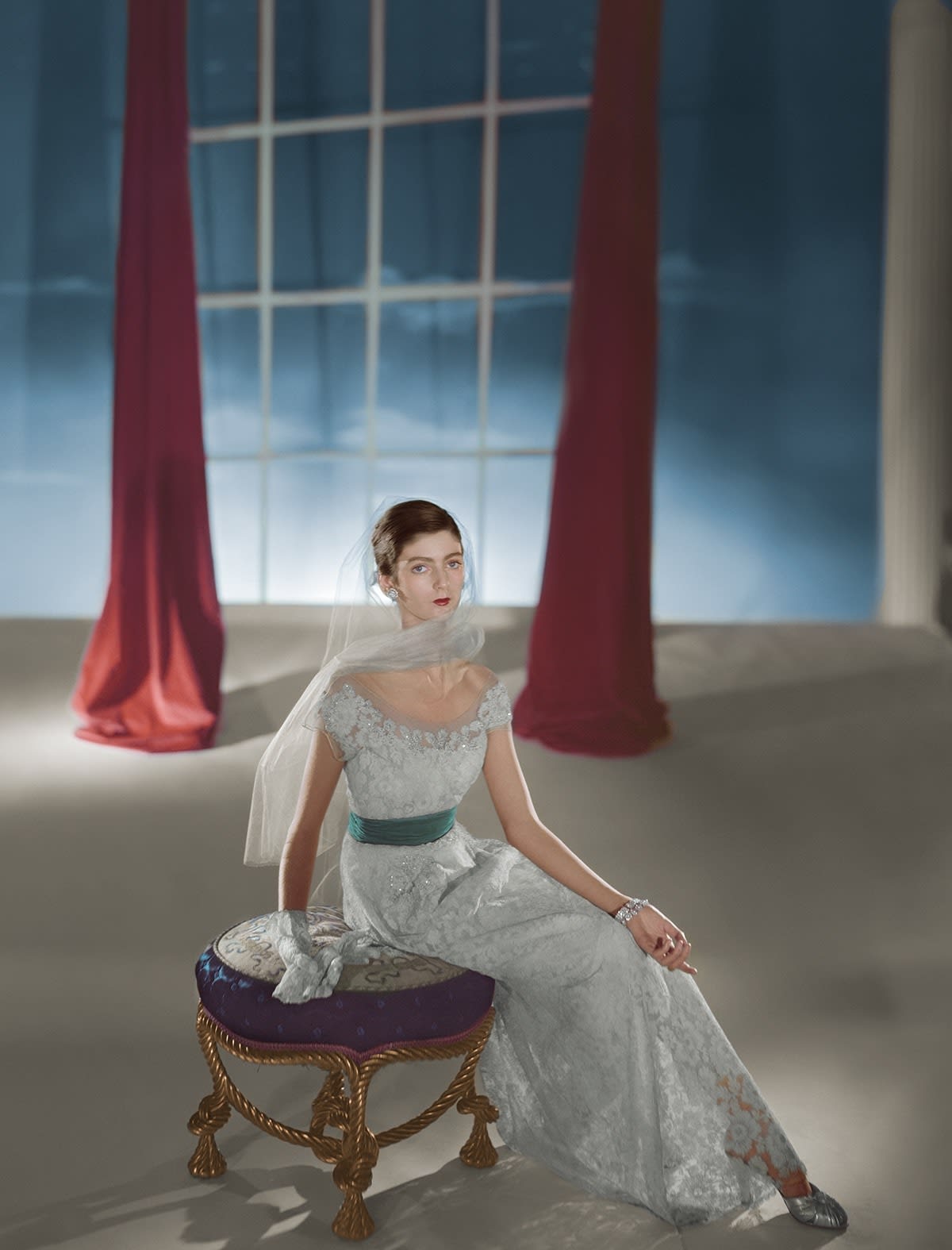 Horst P. Horst, Carmen Dell'Orefice, Dress by Hattie Carnegie, 1947