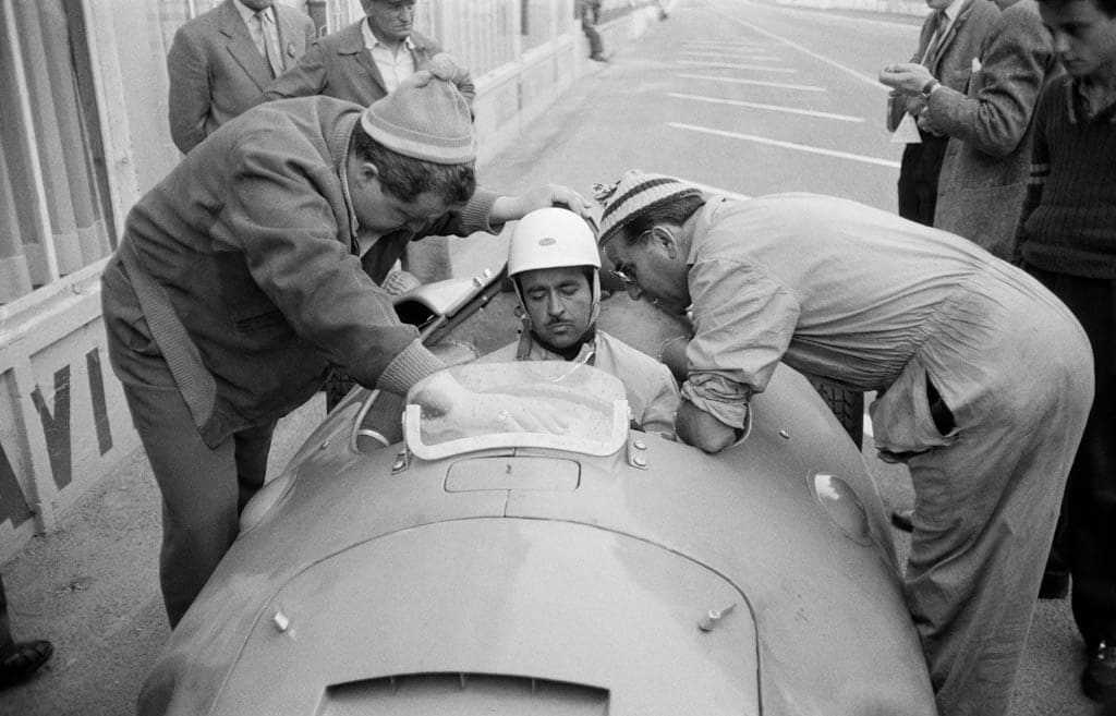 Jesse Alexander, Maurice Trintignant in Bugatti Type 251, French Grand Prix, Reims-Gueux, Reims, France, 1956