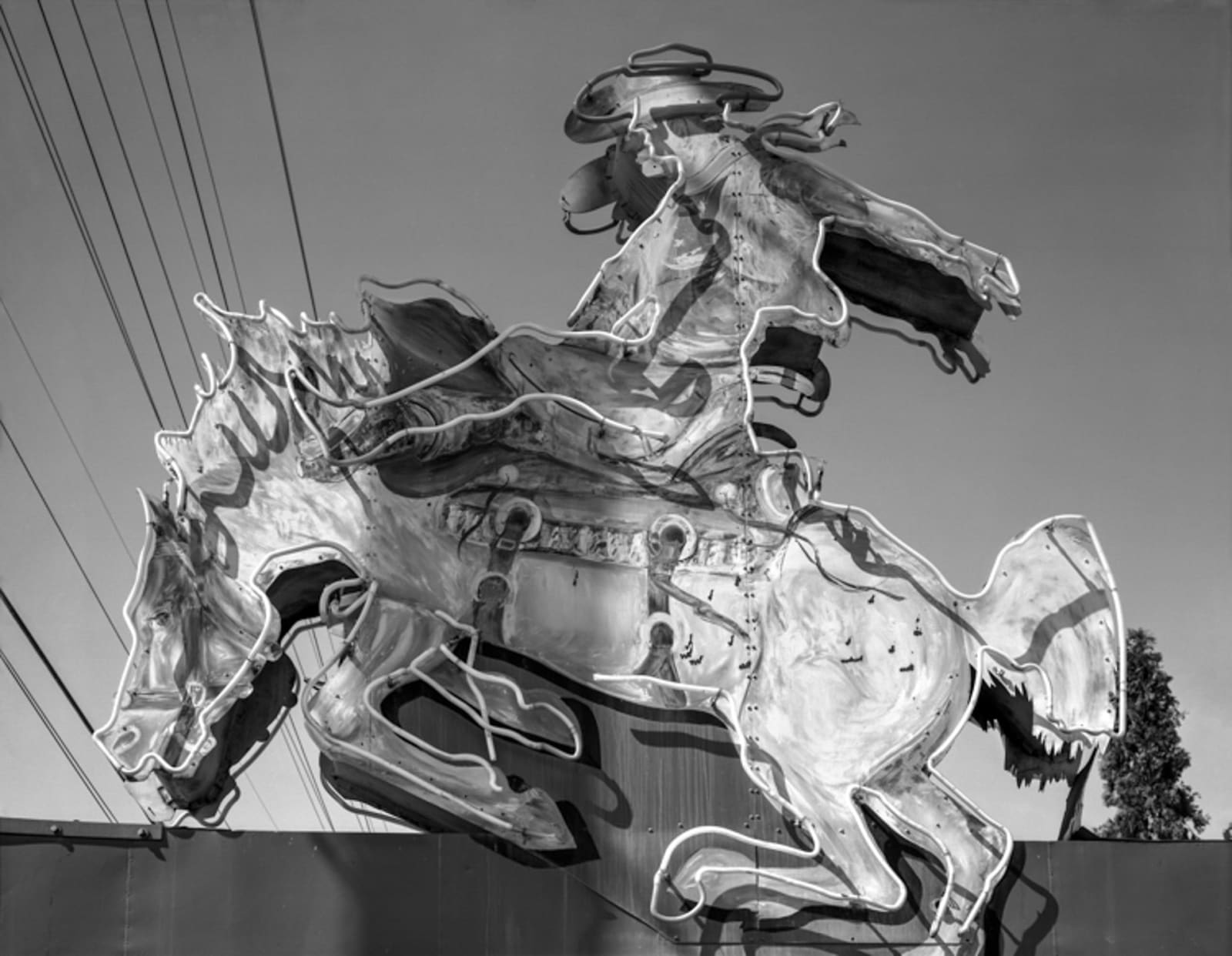 Jim Dow, Neon Cowboy Sign, US 66, Duarte, CA, 1973