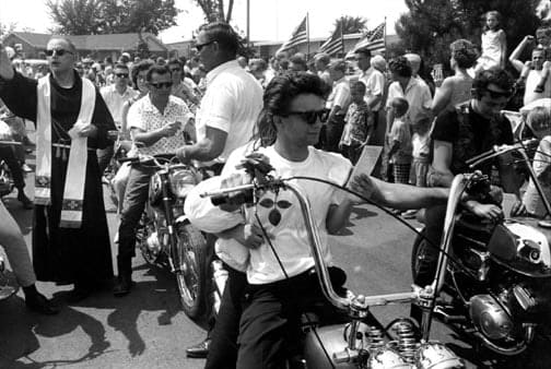 Danny Lyon, Seventeenth Annual World's Largest Motorcycle Blessing St Christopher Shrine, Midlothian, Ill, 1966