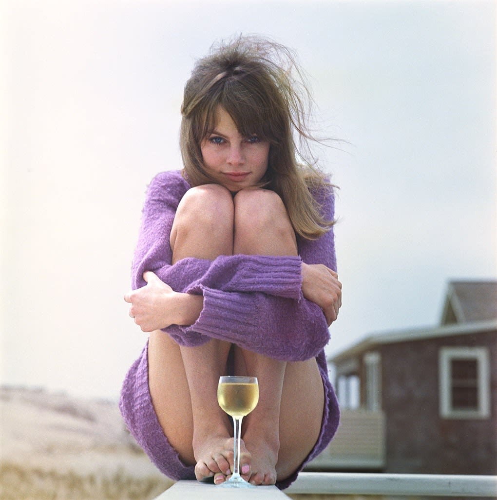 William Helburn, Jean Shrimpton (wine glass),Westhampton Beach, New York, 1964