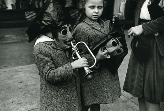 Helen Levitt, Untitled, New York (trumpet and masks), c. 1940