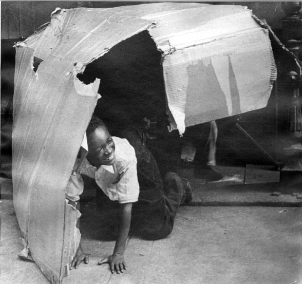 Helen Levitt, Untitled (Boy Under Cardboard Box), c. 1945