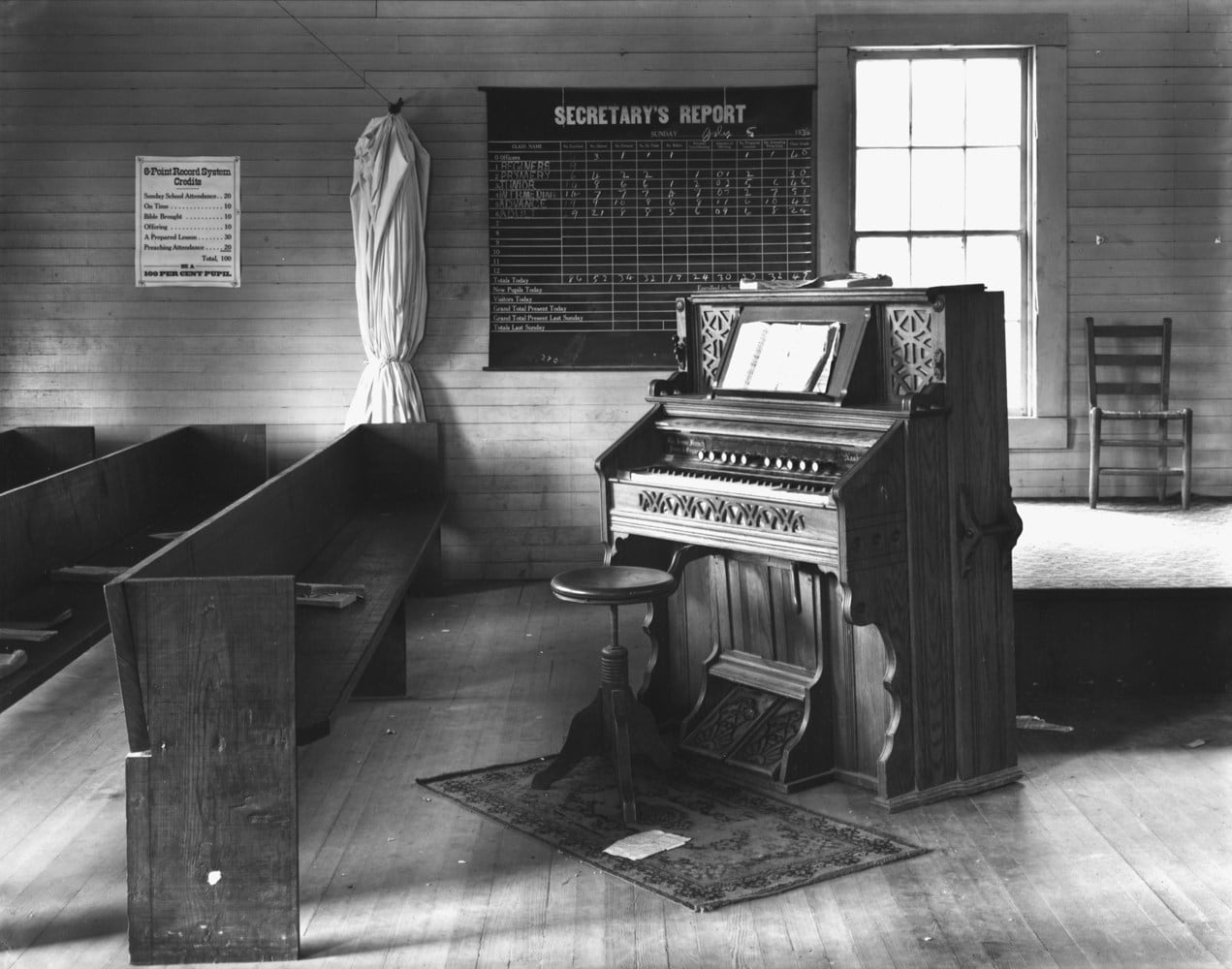 Walker Evans, Church Interior, Alabama, 1936