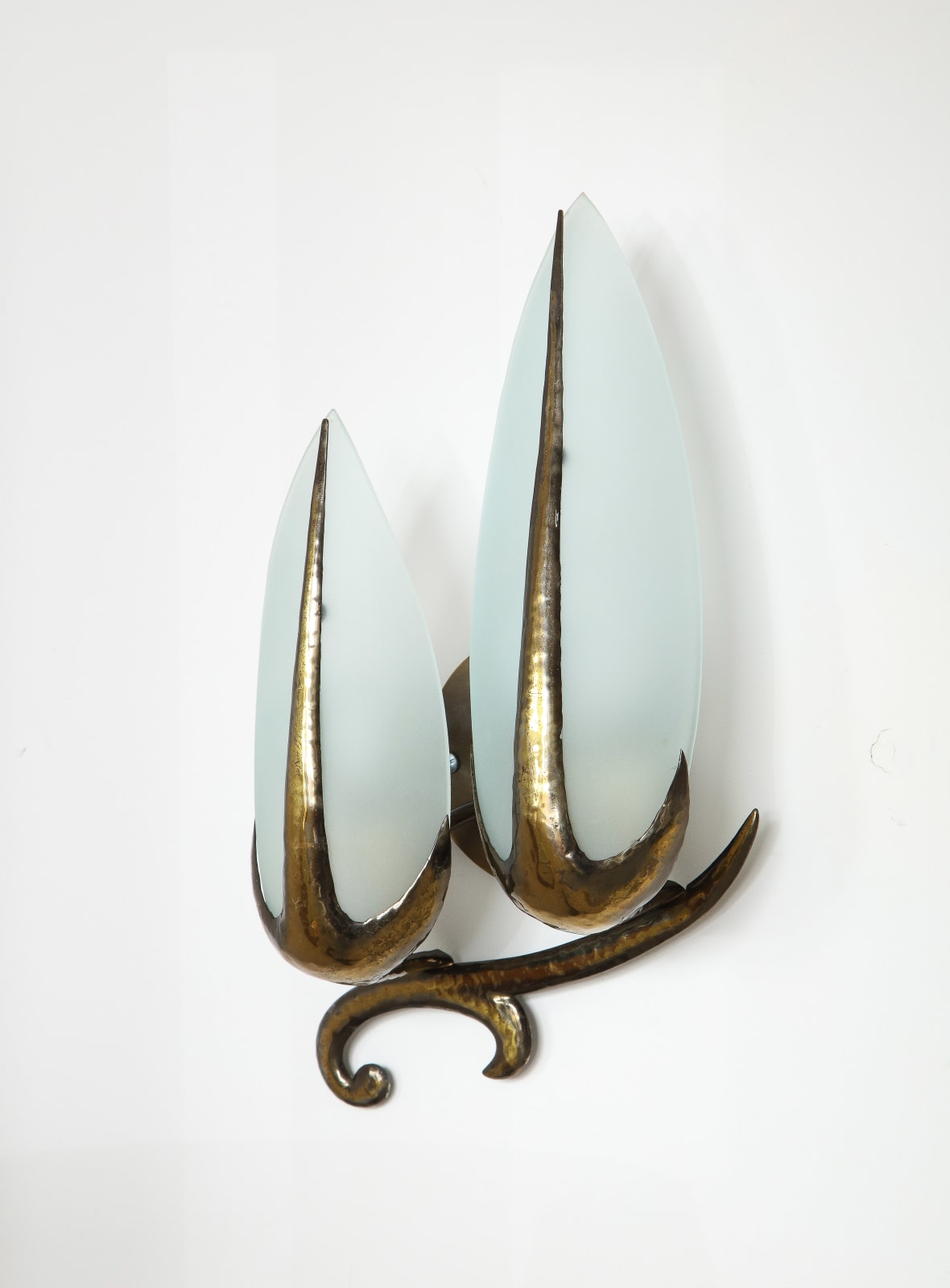 Brass and Opaline Sconces