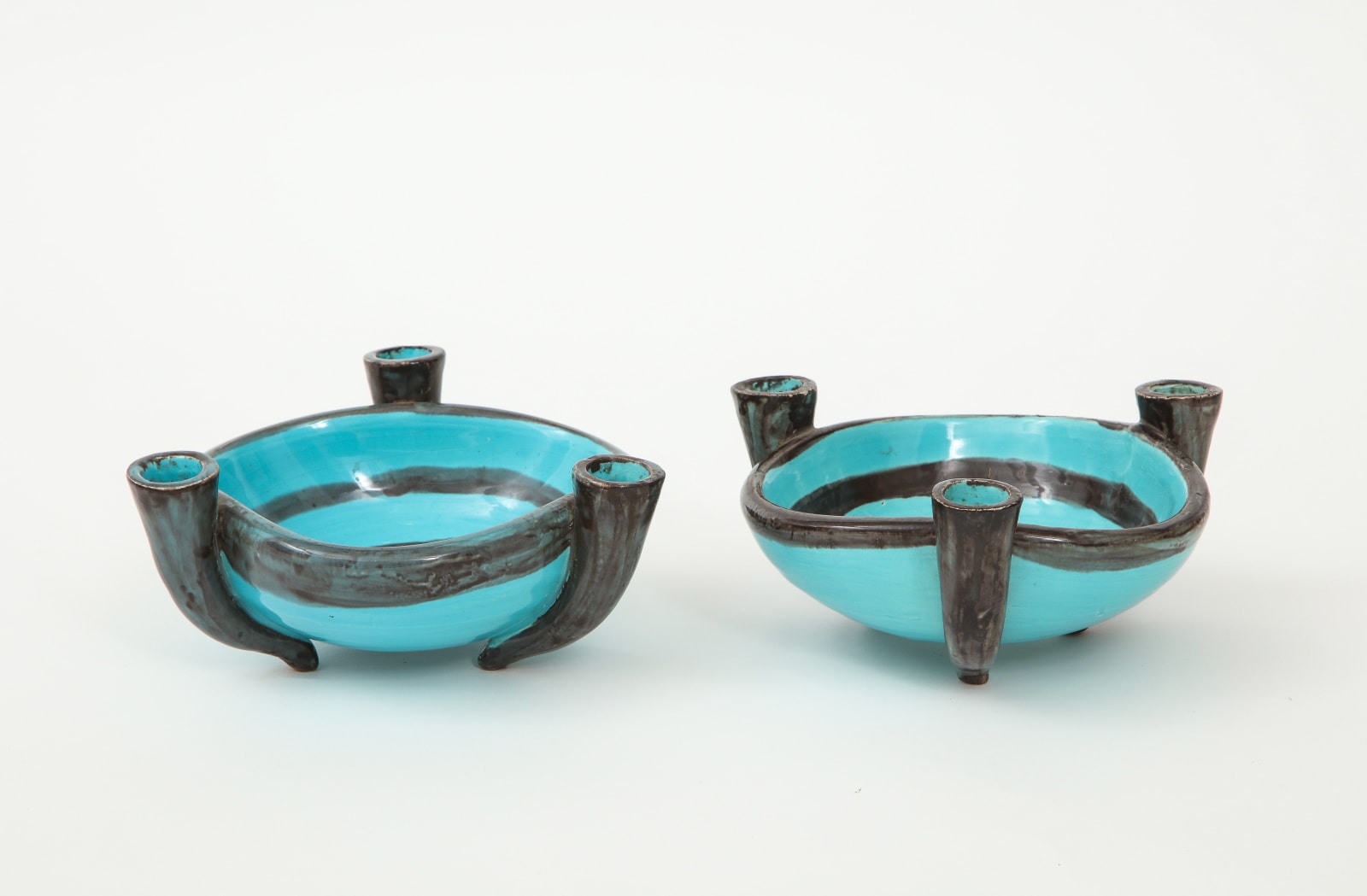 Pair of Vallauris Ceramics Candelabras/Cups