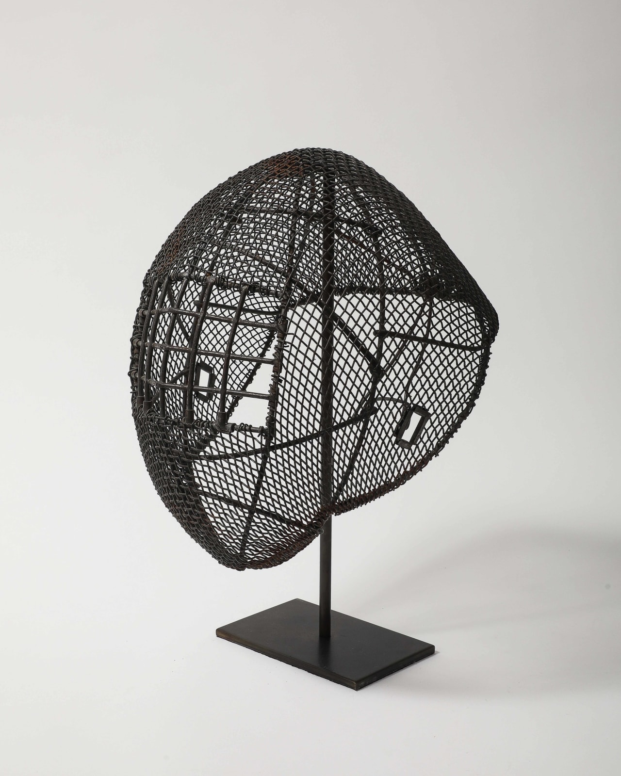 Antique Fencing Mask on Stand