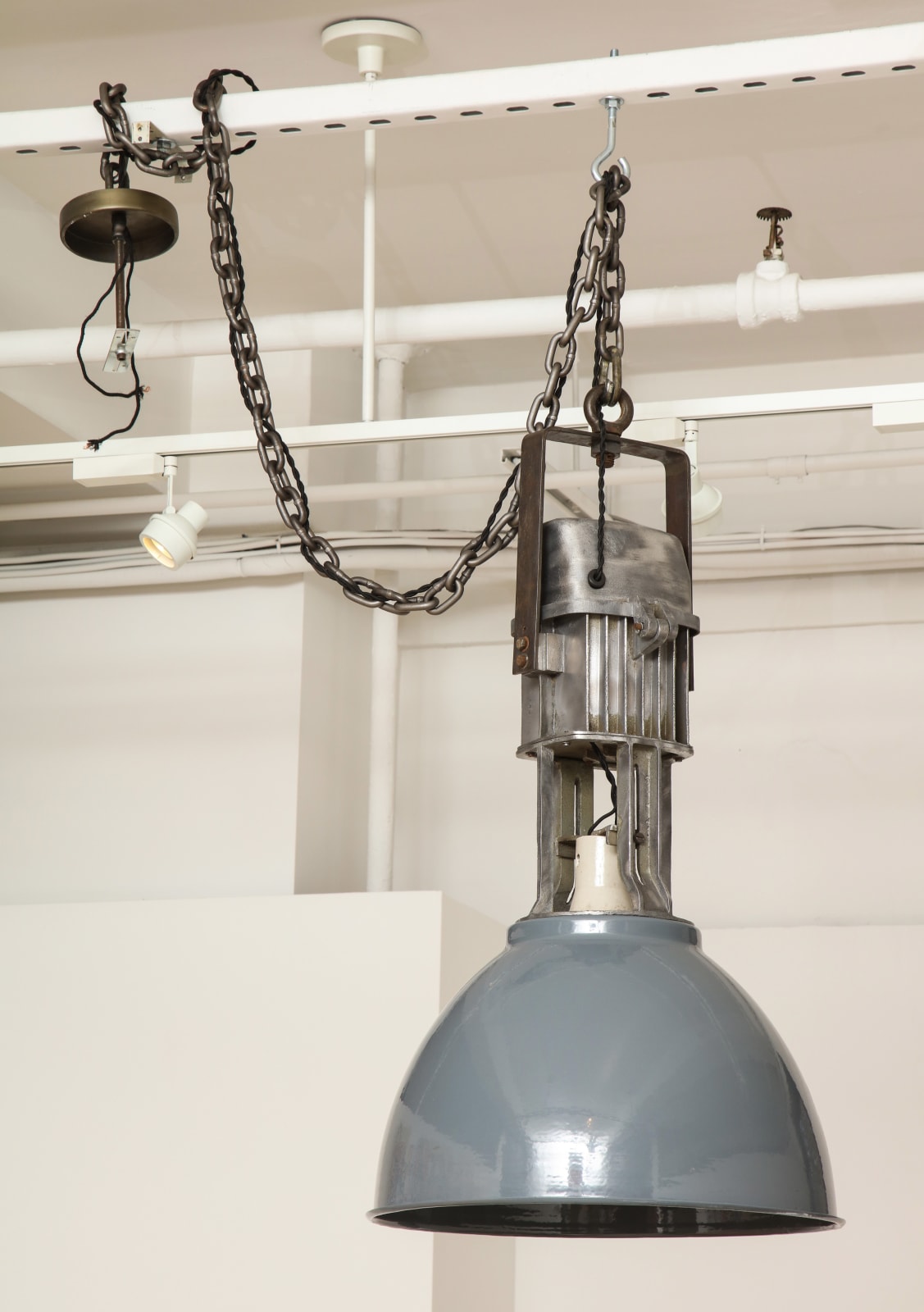 Vintage Industrial Enamel Shade Hanging Light
