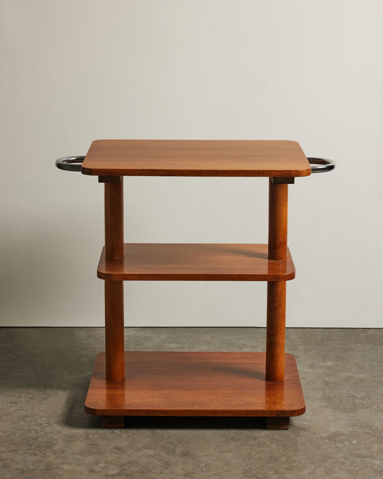 Three Tier Elm and Chrome Shelf