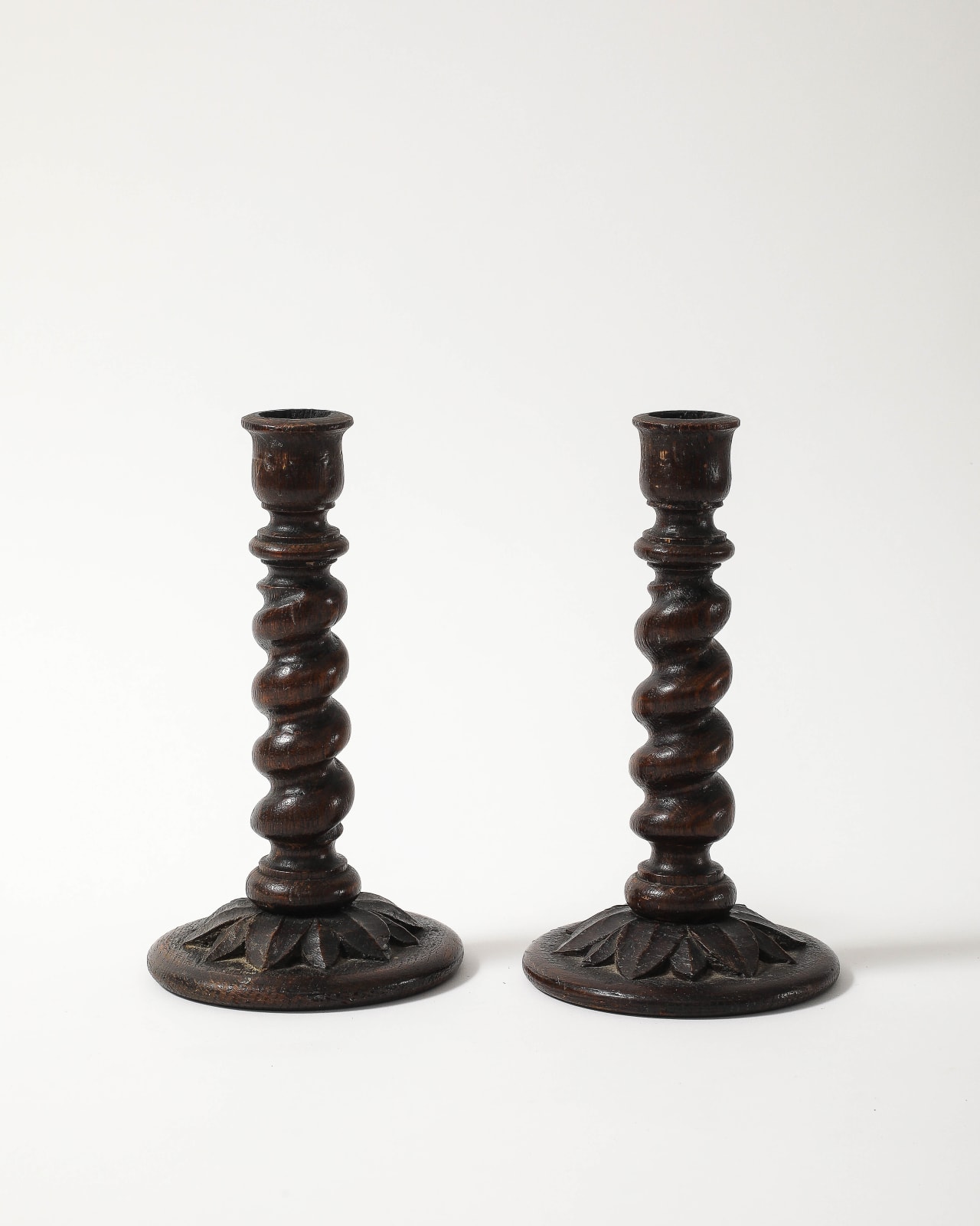 Pair of Barley Twist Candle Holders