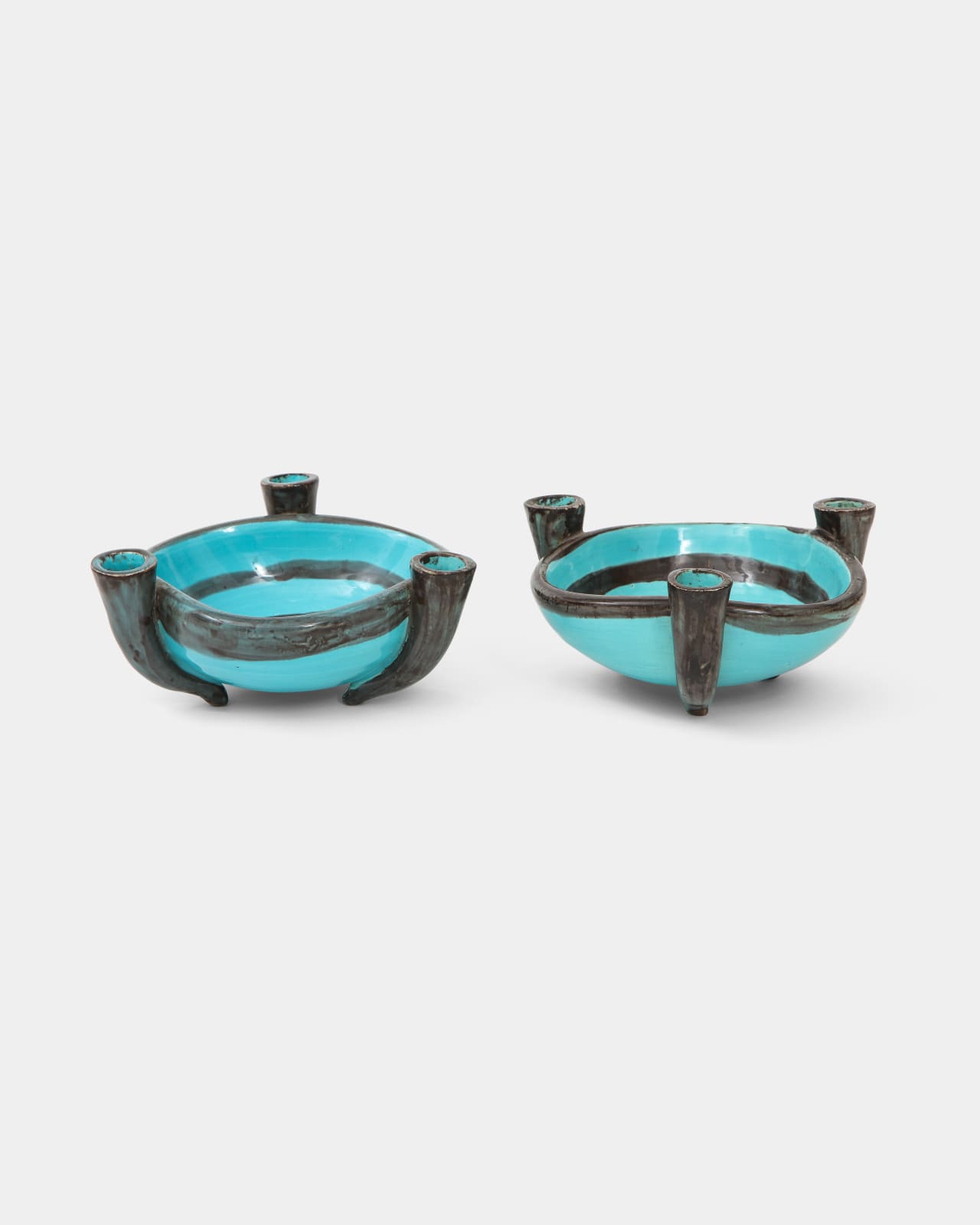 Pair of Vallauris Ceramics Candelabras/Cups