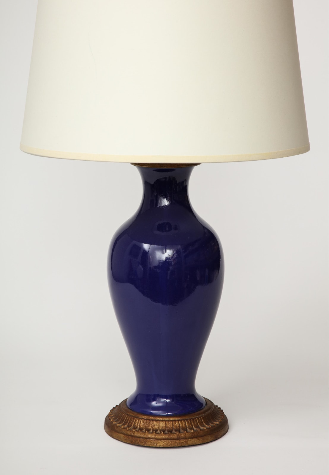 Copper and Lapis Blue Enamel Table Lamp, 20th c.