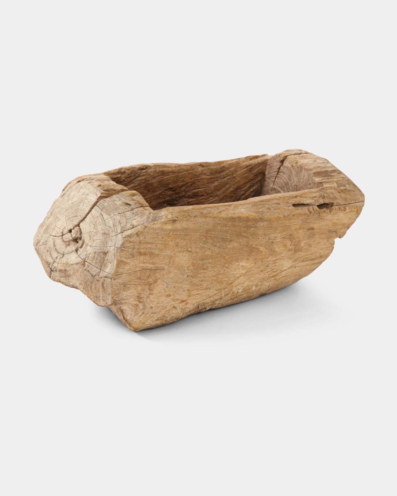 Rustic Hand-Carved Wooden Vessel
