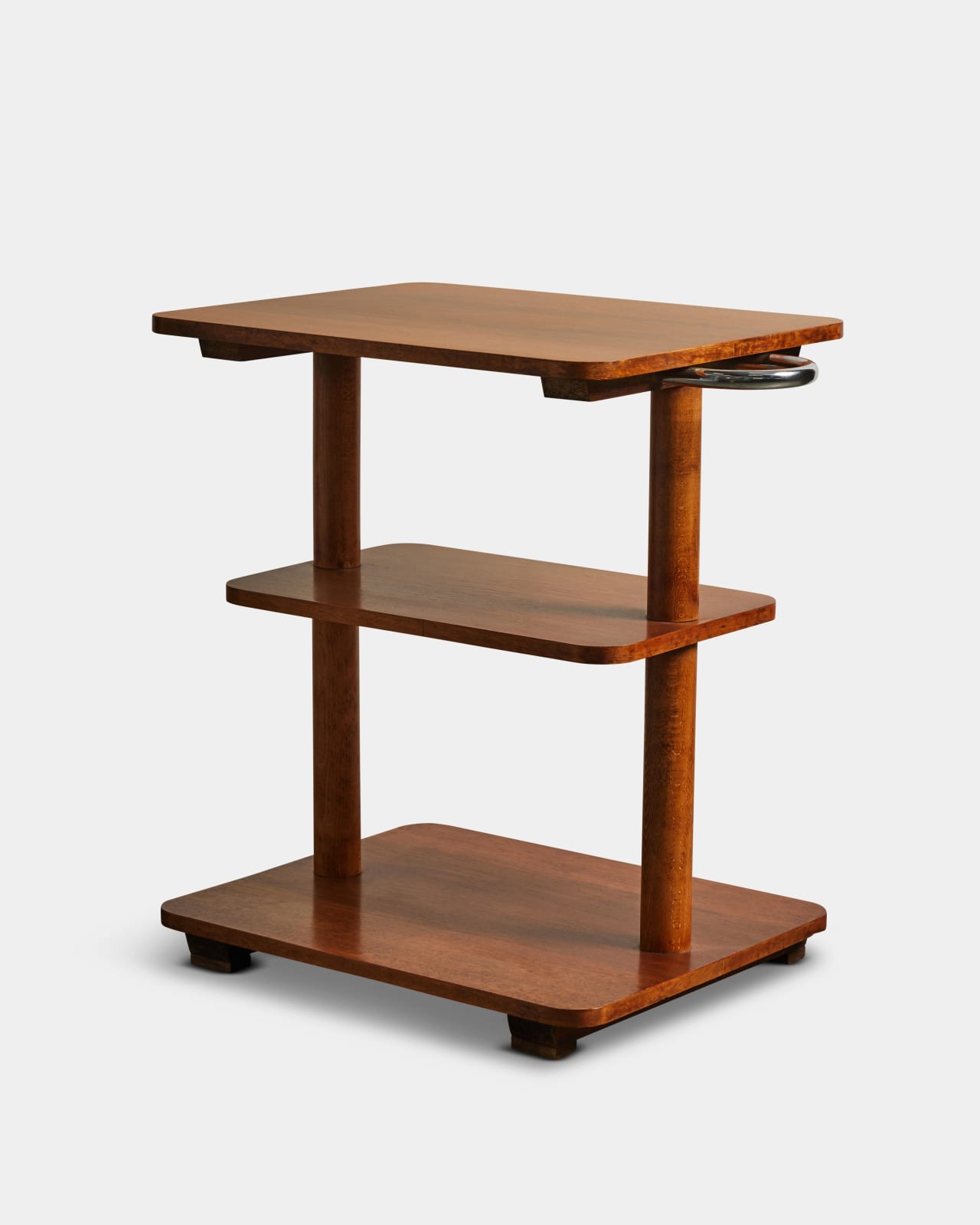 Three Tier Elm and Chrome Shelf